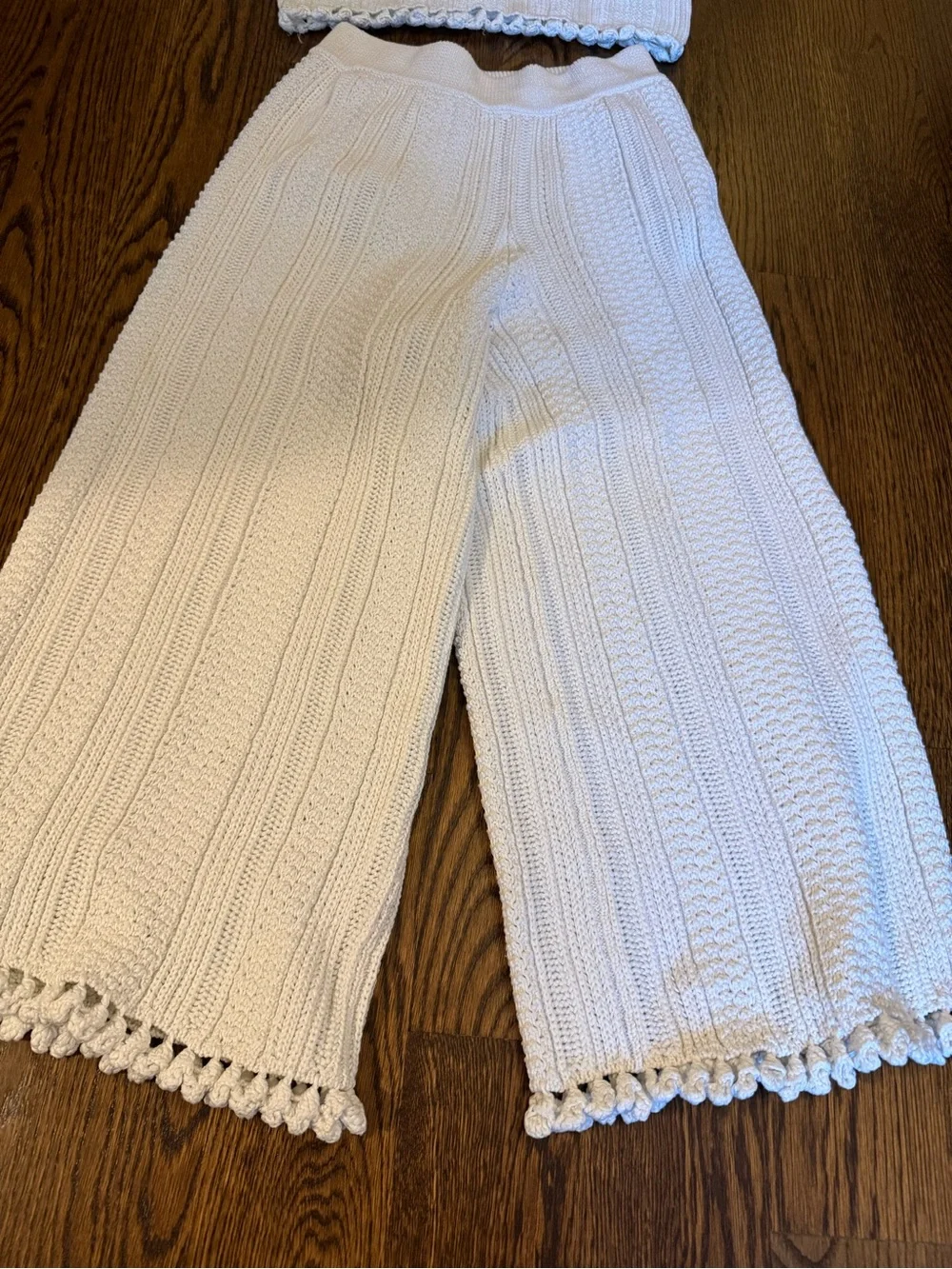 Rebecca Taylor Cream Knit Two-Piece Set with Crochet Trim